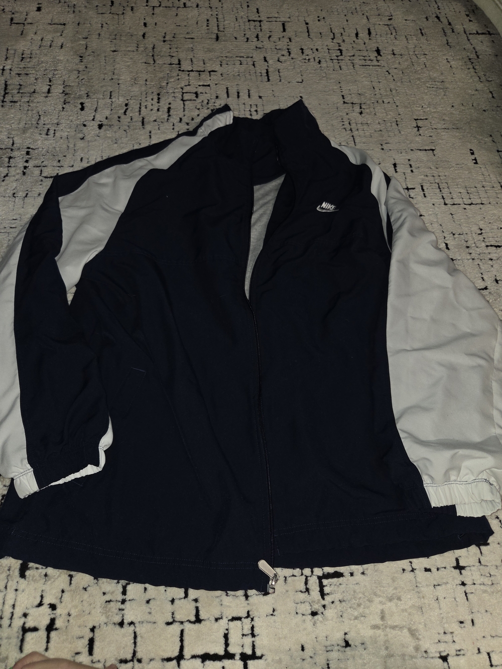 Vintage Nike lightweight Full Zip Navy/White Harrington Jacket Mens XXL